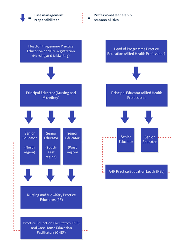 Diagram explaining the practice education infrastructure within Scotland